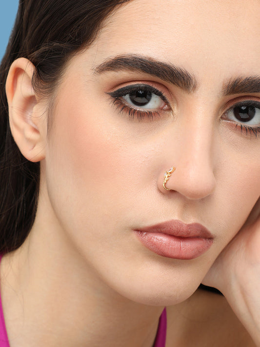 Gold Plated Designer Stone Nose Pin For Women
