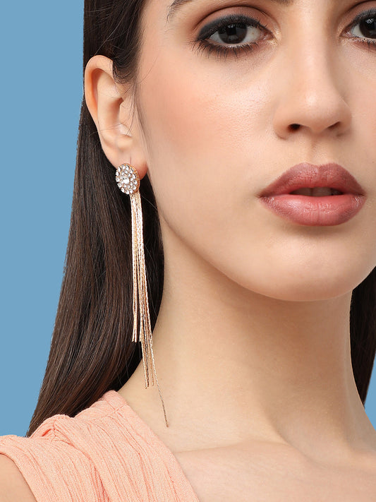 Gold Plated Designer Stone Party Drop Earring For Women