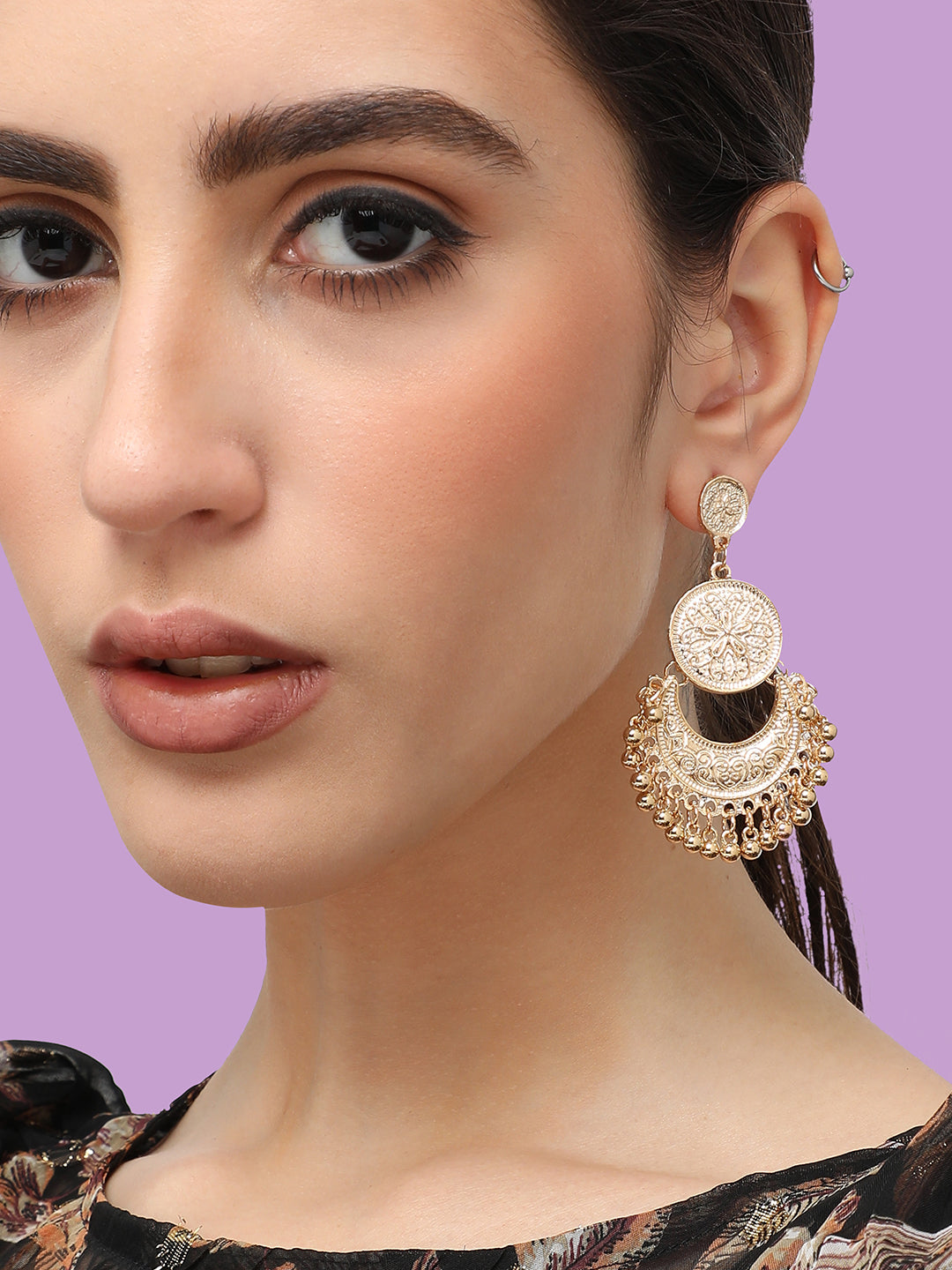 Gold Plated Designer Stone Party Drop Earring For Women