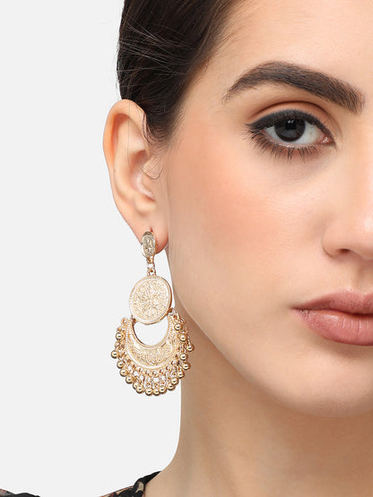 Gold Plated Designer Stone Party Drop Earring For Women