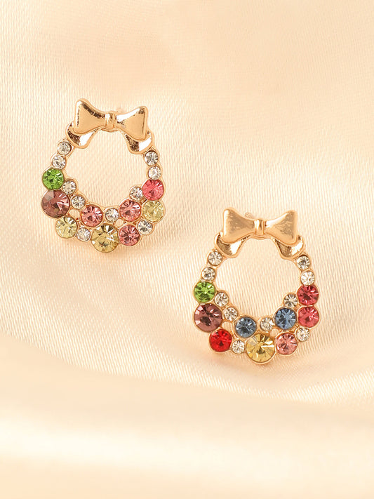 Gold Plated Designer Stone Party Stud For Women
