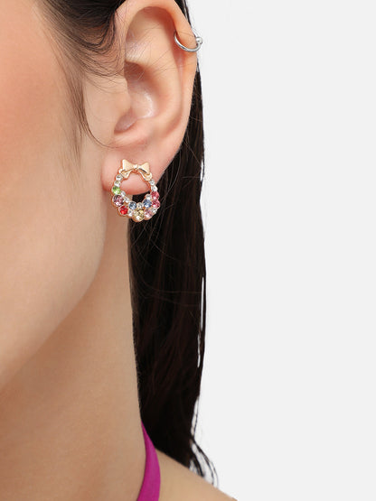 Gold Plated Designer Stone Party Stud For Women