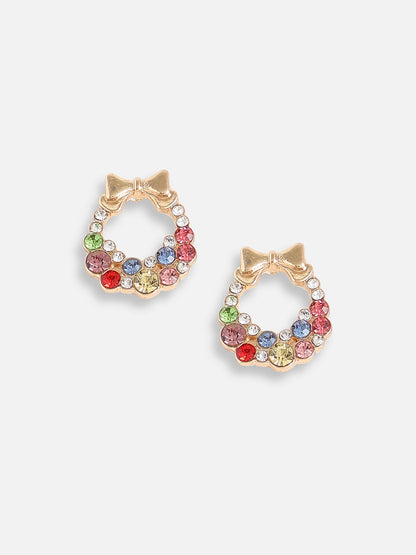 Gold Plated Designer Stone Party Stud For Women