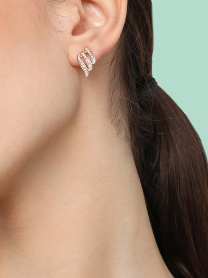 Gold Plated Designer Stone Party Stud For Women