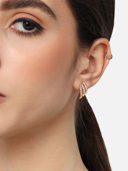 Gold Plated Designer Stone Party Stud For Women