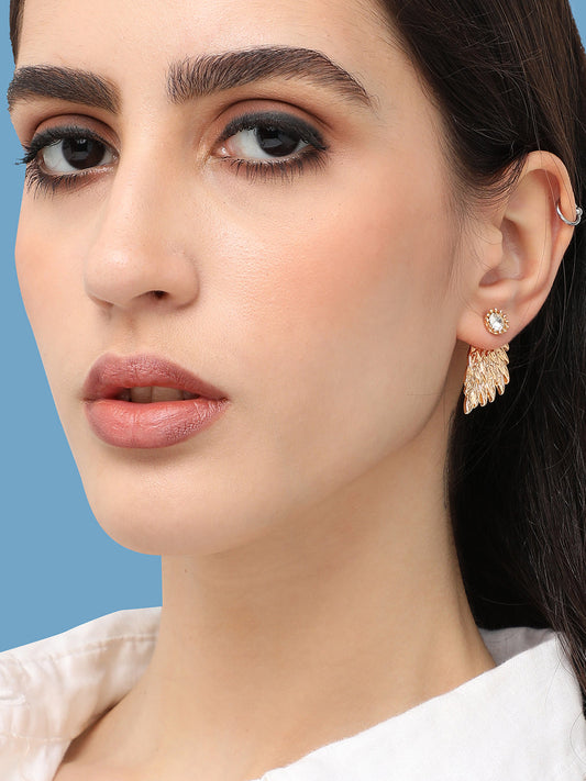 Gold Plated Designer Stone Party Stud For Women