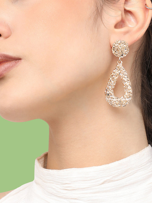 Gold Plated Designer Stone Party Drop Earring For Women