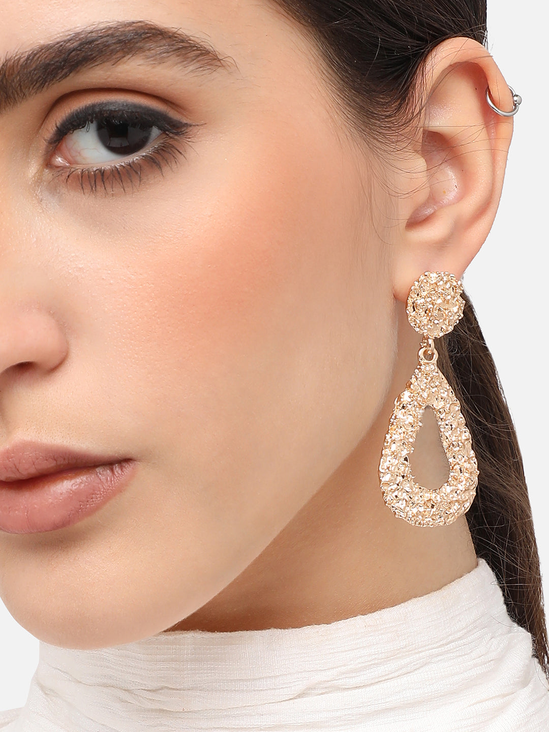 Gold Plated Designer Stone Party Drop Earring For Women