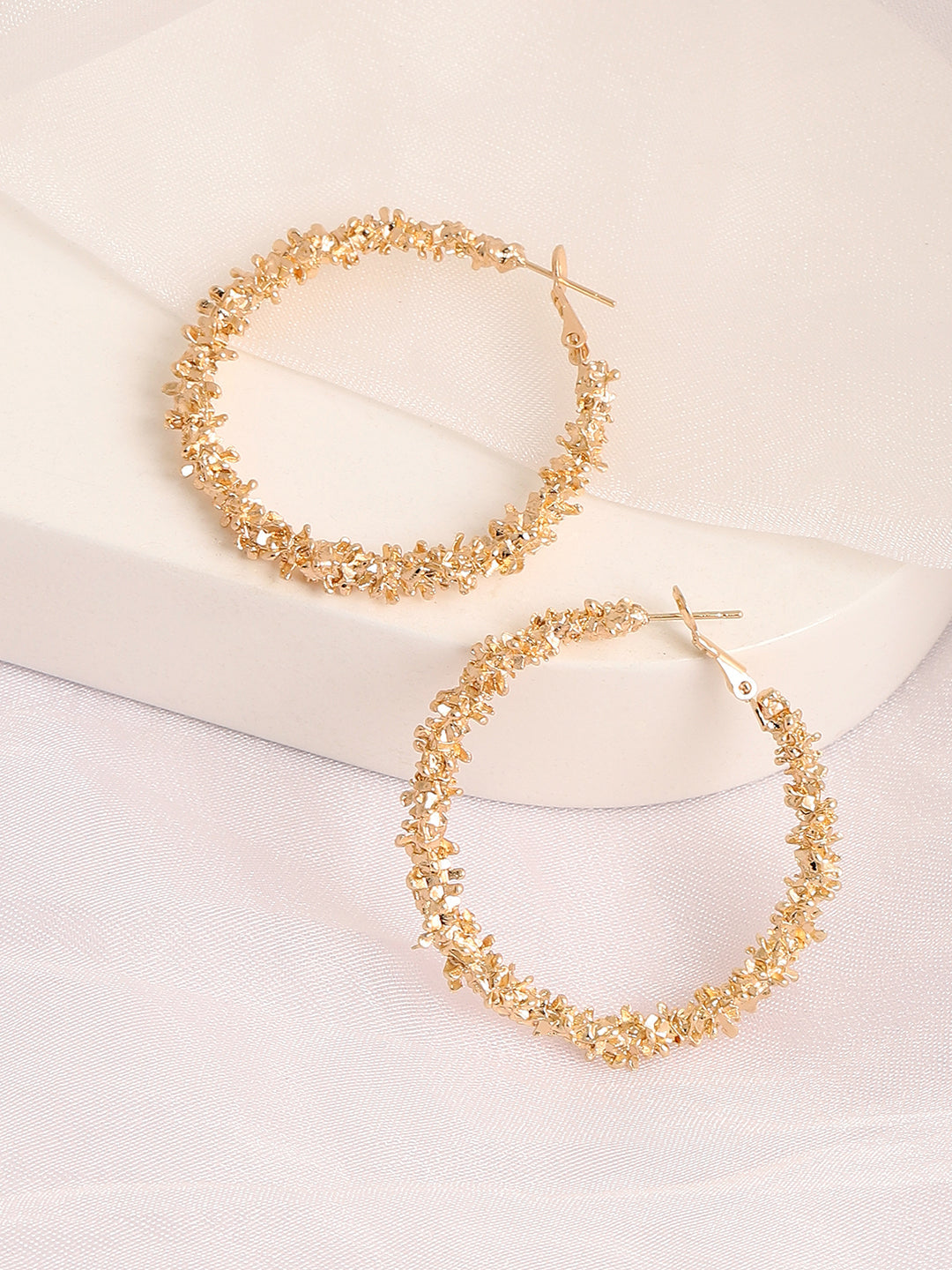 Gold Plated Designer Stone Party Hoop Earring For Women
