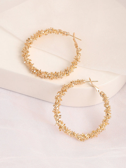 Gold Plated Designer Stone Party Hoop Earring For Women