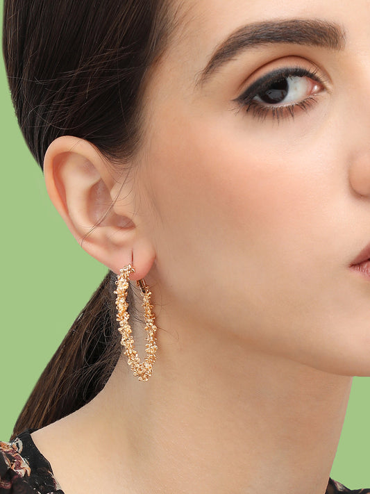 Gold Plated Designer Stone Party Hoop Earring For Women