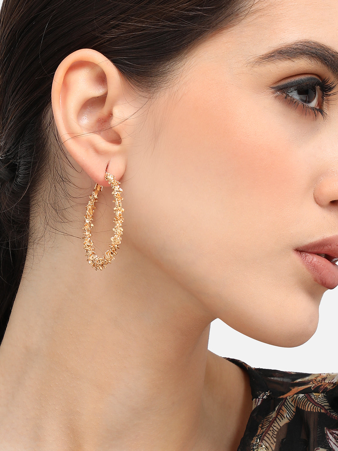 Gold Plated Designer Stone Party Hoop Earring For Women