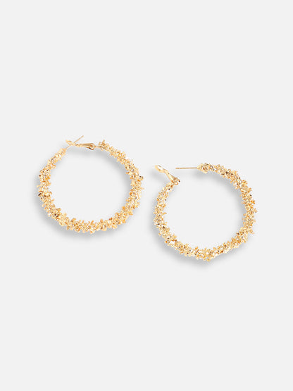 Gold Plated Designer Stone Party Hoop Earring For Women
