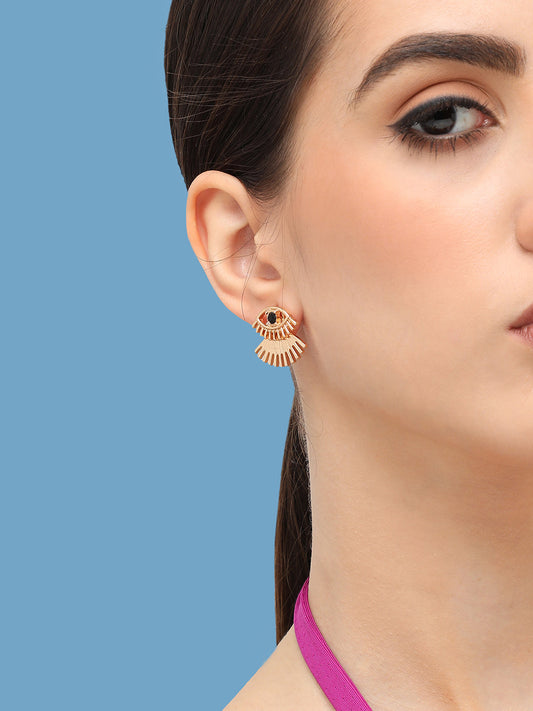 Gold Plated Designer Stone Casual Stud For Women