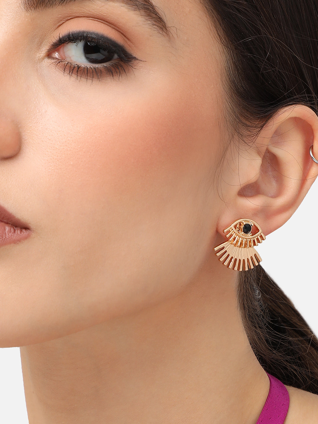 Gold Plated Designer Stone Casual Stud For Women