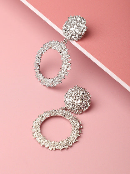 Silver Plated Designer Stone Party Drop Earring For Women