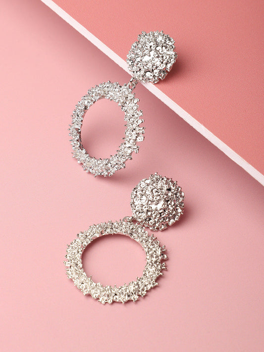 Silver Plated Designer Stone Party Drop Earring For Women