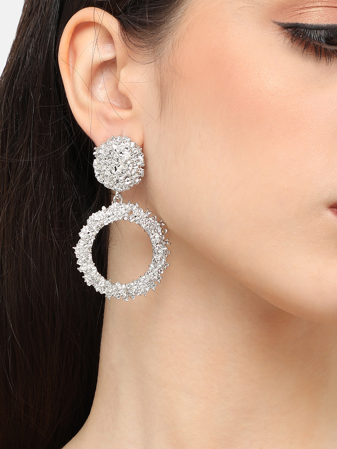 Silver Plated Designer Stone Party Drop Earring For Women