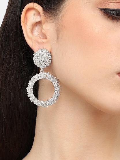 Silver Plated Designer Stone Party Drop Earring For Women
