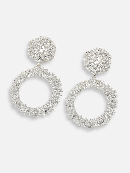 Silver Plated Designer Stone Party Drop Earring For Women
