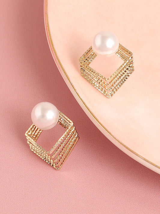 Gold Plated Pearls Casual Stud For Women