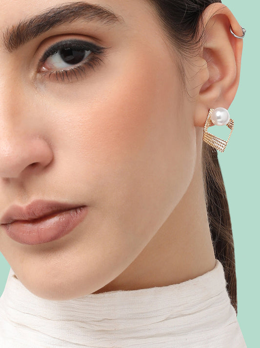 Gold Plated Pearls Casual Stud For Women