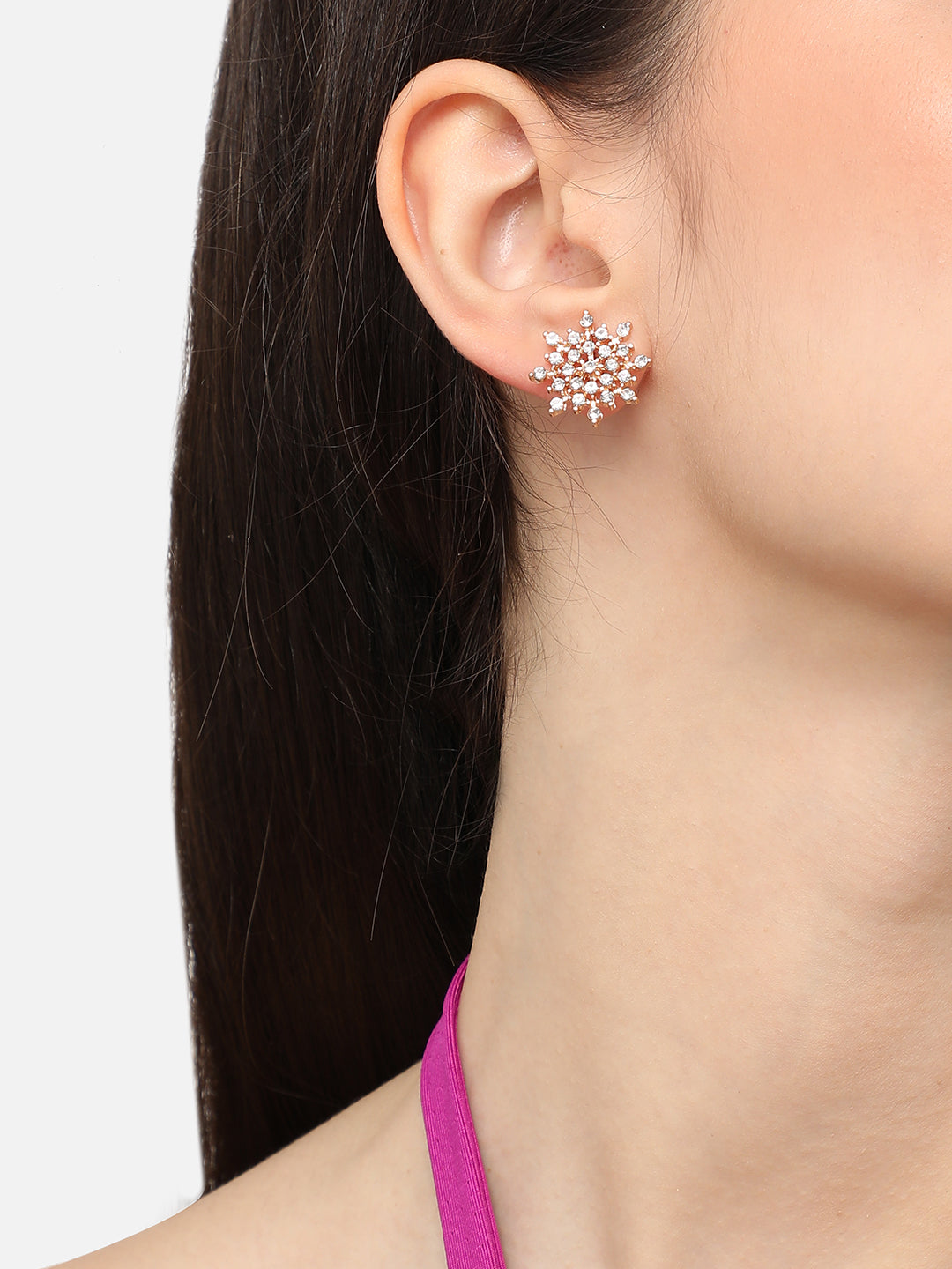Gold Plated Designer Stone Casual Stud For Women