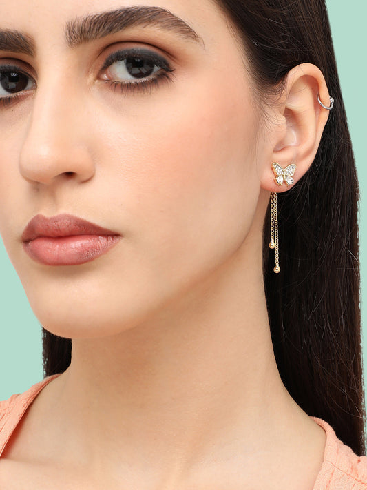 Gold Plated Designer Stone Casual Stud For Women