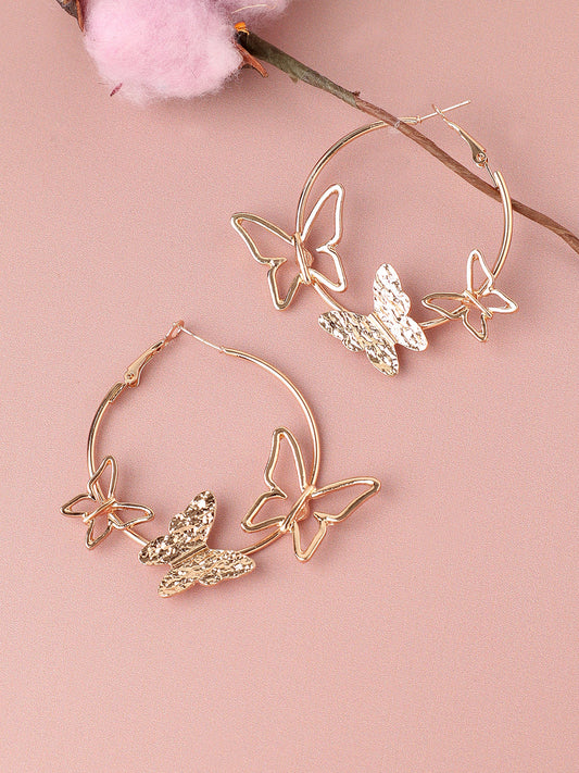 Gold Plated Designer Stone Casual Hoop Earring For Women