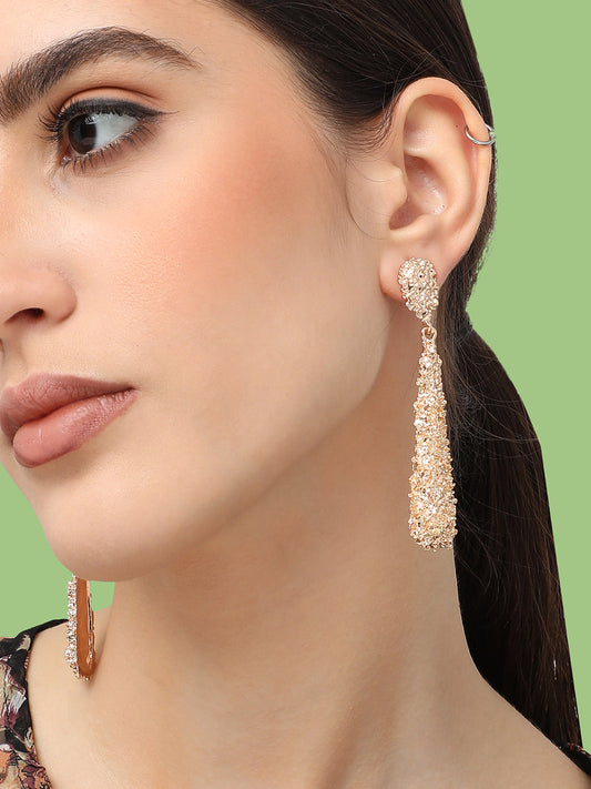 Gold Plated Designer Stone Party Drop Earring For Women