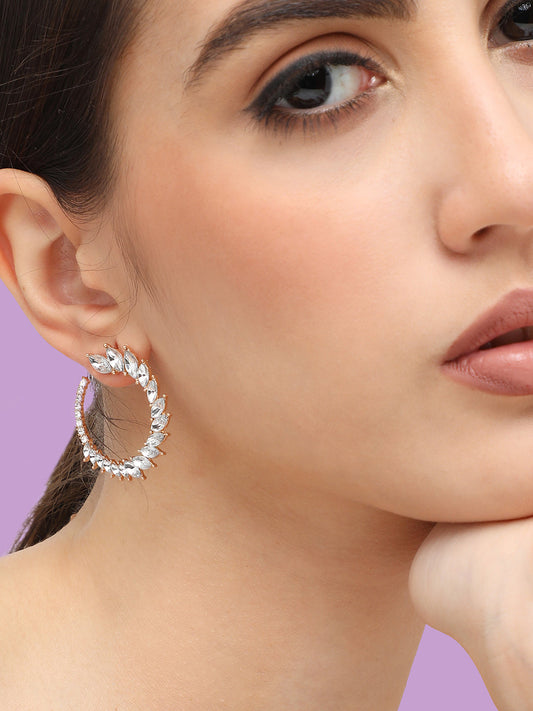 Silver Plated Designer Stone Party Hoop Earring For Women