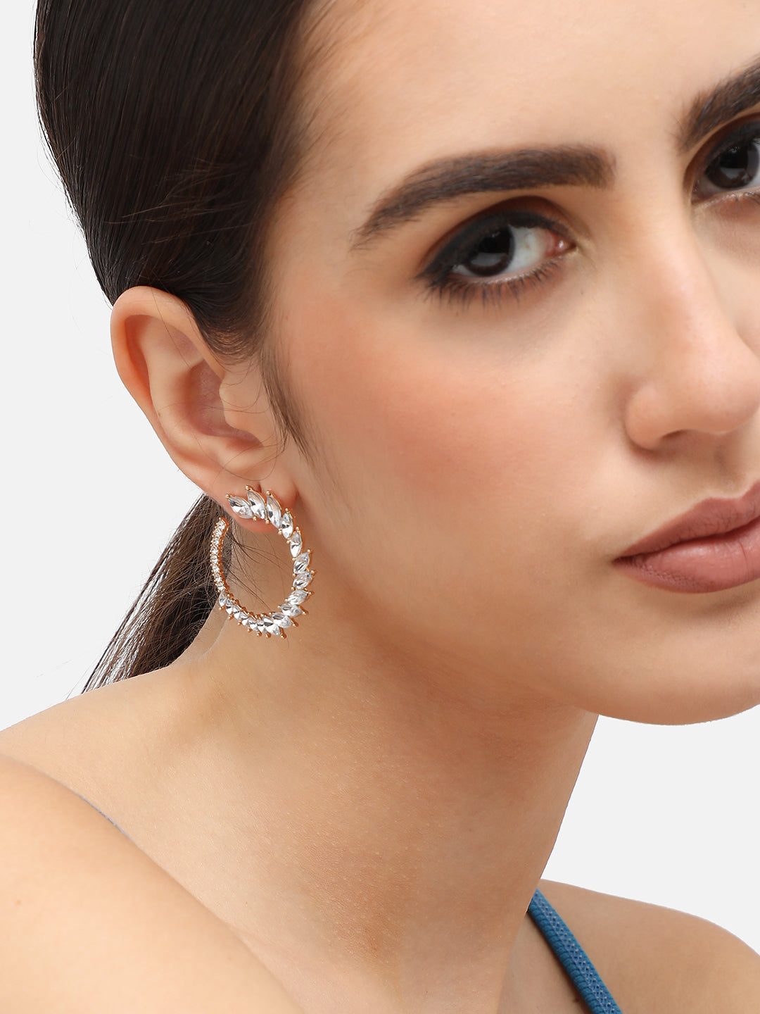 Silver Plated Designer Stone Party Hoop Earring For Women