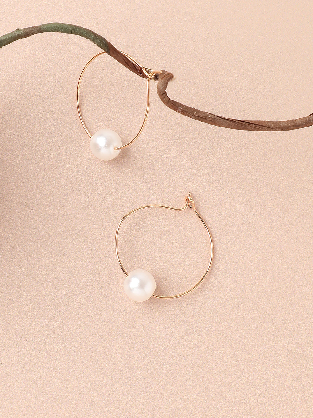 Gold Plated Pearls Casual Hoop Earring For Women