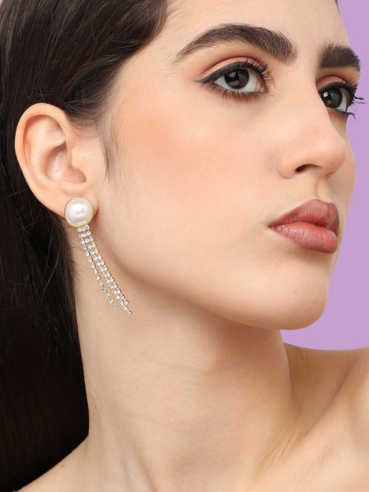 Gold Plated Pearls Casual Drop Earring For Women