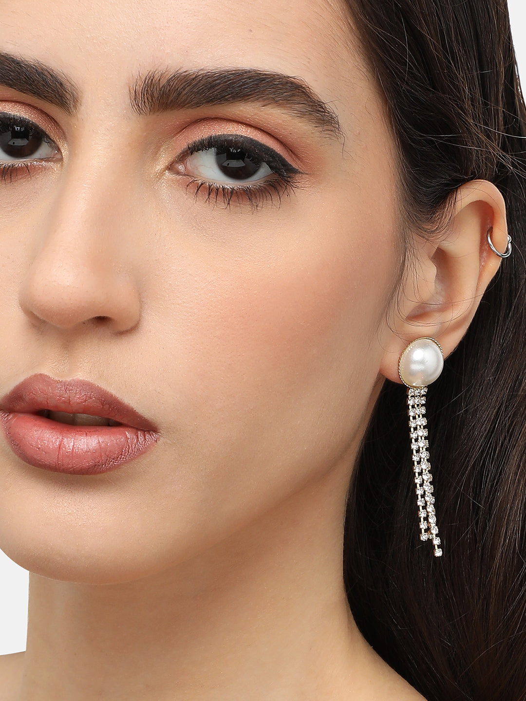 Gold Plated Pearls Casual Drop Earring For Women