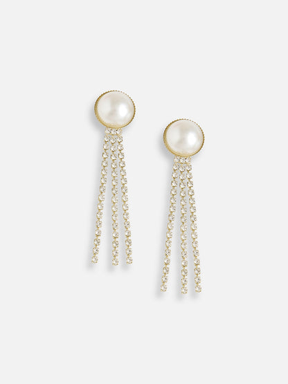 Gold Plated Pearls Casual Drop Earring For Women
