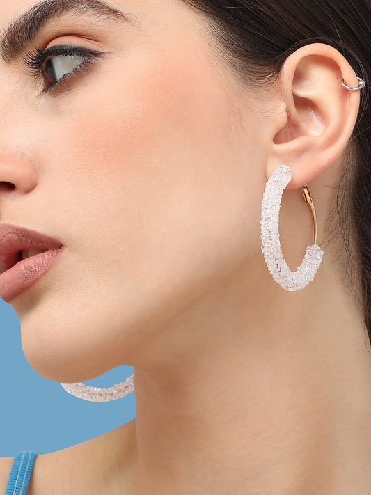 Gold Plated Designer Stone Casual Hoop Earring For Women