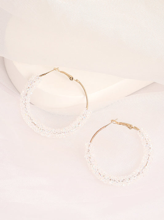 Gold Plated Designer Stone Casual Hoop Earring For Women