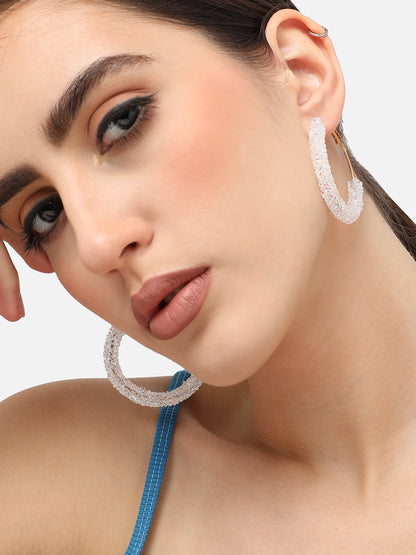 Gold Plated Designer Stone Casual Hoop Earring For Women
