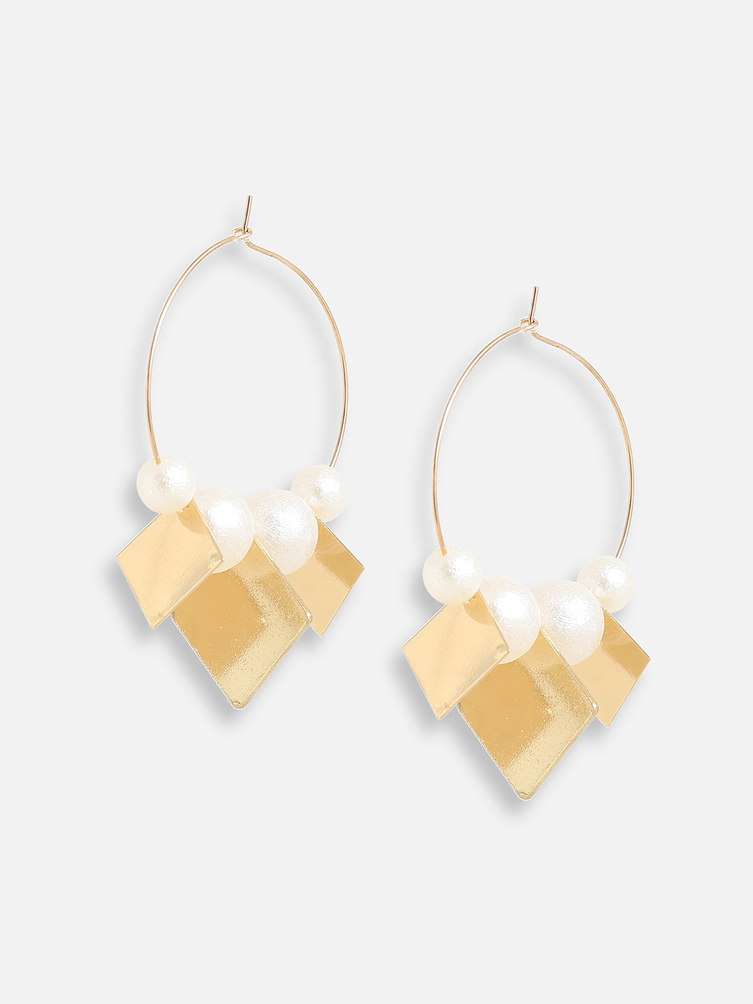 GOLD PLATED PEARLS PARTY HOOP EARRING FOR WOMEN