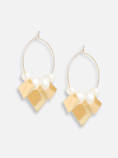 GOLD PLATED PEARLS PARTY HOOP EARRING FOR WOMEN