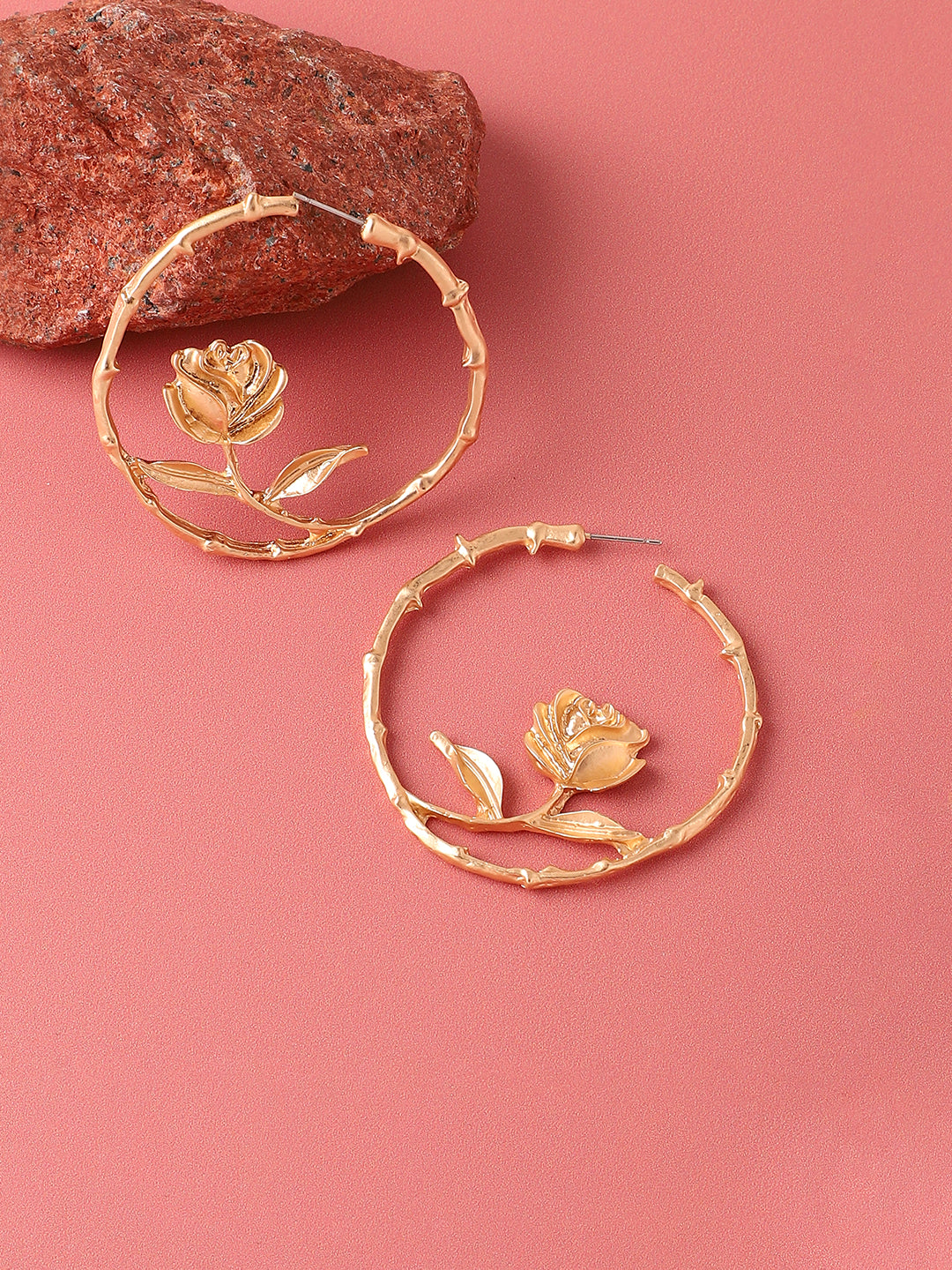 Gilded Flower Hoop Earrings
