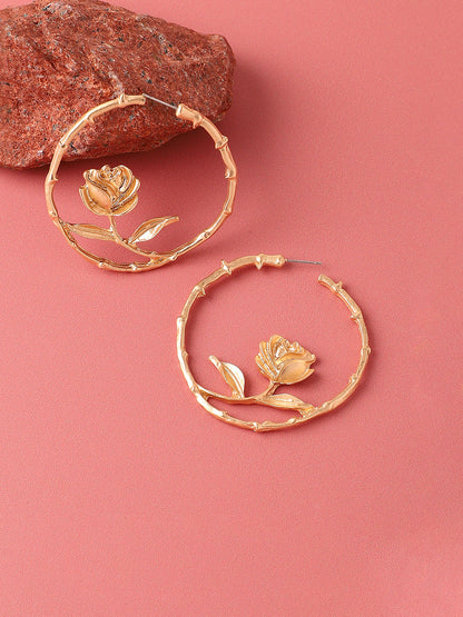 Gilded Flower Hoop Earrings