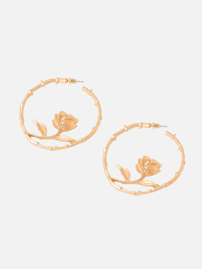 Gilded Flower Hoop Earrings
