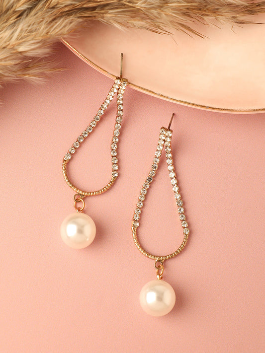 Gold Plated Pearls Party Drop Earring For Women