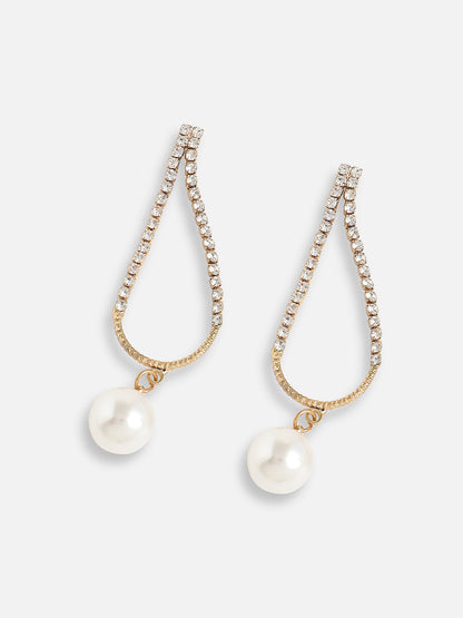 Gold Plated Pearls Party Drop Earring For Women