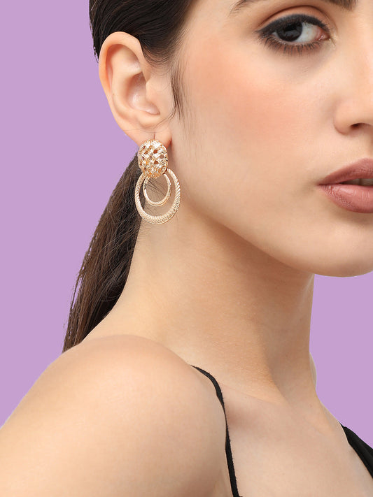 Gold Plated Designer Stone Party Drop Earring For Women