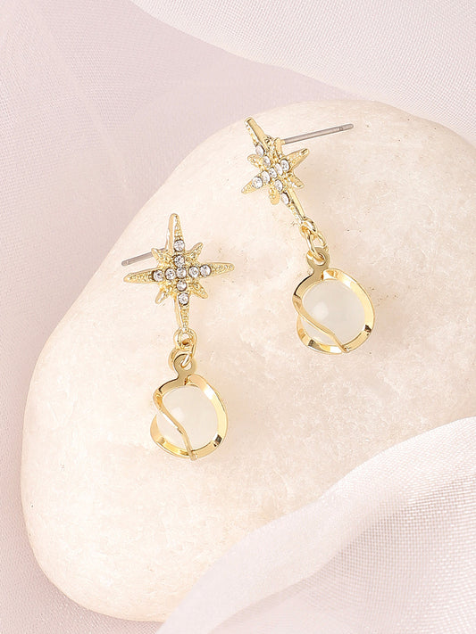 Gold Plated Designer Stone Party Drop Earring For Women