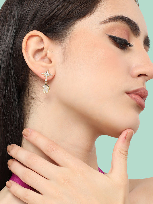 Gold Plated Designer Stone Party Drop Earring For Women