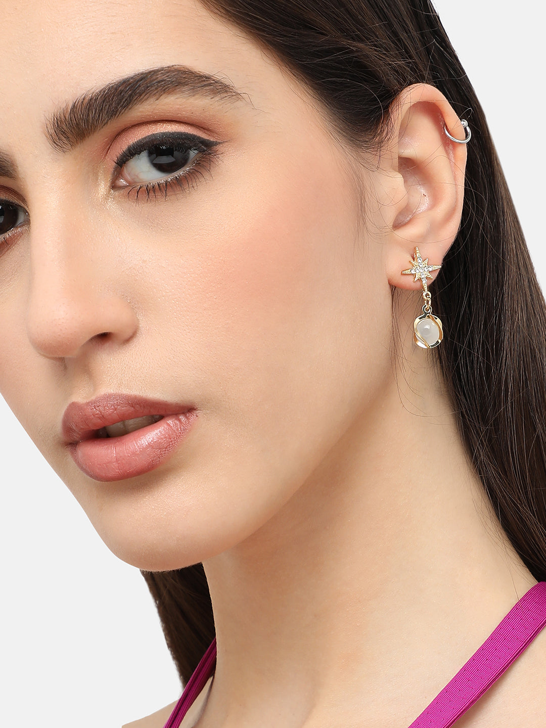 Gold Plated Designer Stone Party Drop Earring For Women